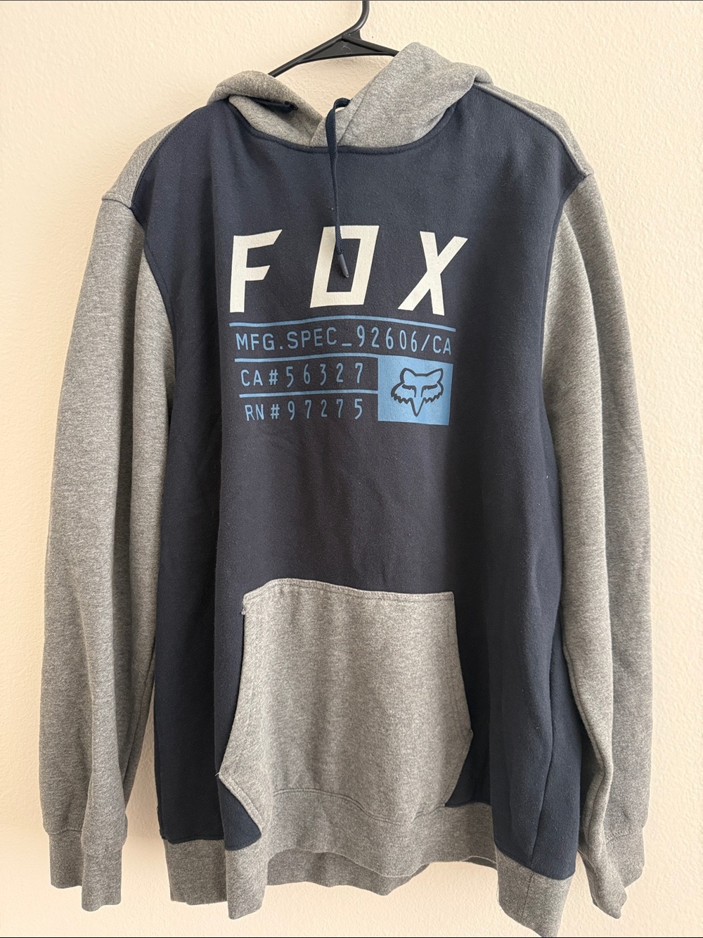 Fox Navy and Gray Crewneck Hoodie with Chest Logo